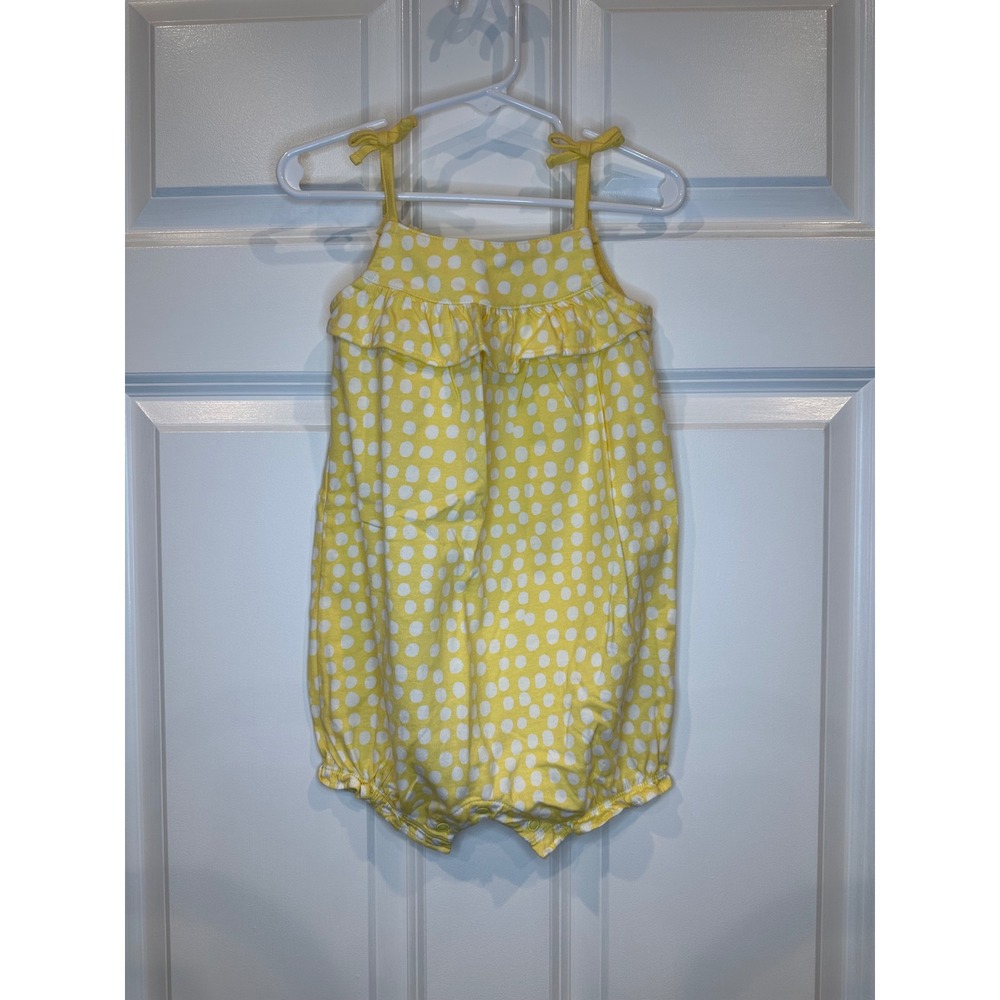 Cartersโ Yellow Polka Dot Ruffle Romper Jumper Baby Girls Size 24 Months